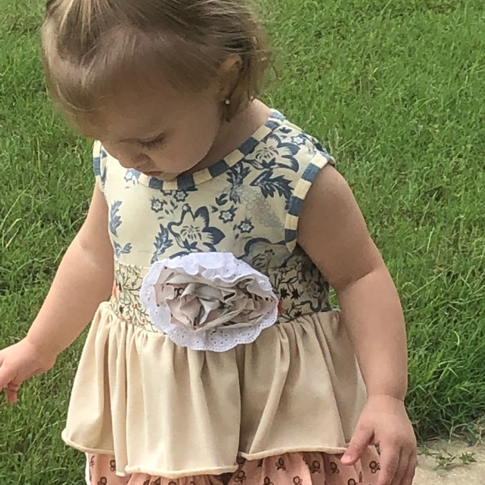 2pc. Layered Ruffle Floral & Stripe Top & Pants #1 - Picture 5 of 7